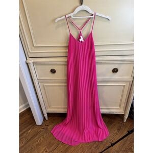 Bar III Fuschia Pink Pleated Maxi Dress Sleeveless XXS relaxed Fit‎ Formal